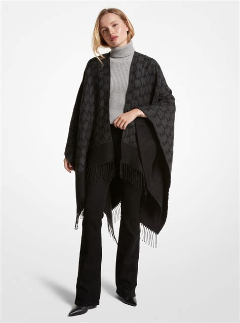 michael kors black fringe poncho|Michael Kors poncho sweater.